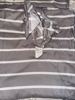 TRULY SOFT 3pc Queen Grey and White Striped Duvet Set